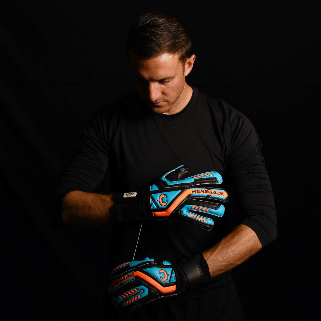Renegade Gk Talon Cyclone 2 Goalie Gloves With Pro-Tek Fingersaves | 4Mm Hyper Grip & Duratek | Black, Orange, Blue Soccer Goalk