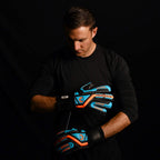 Renegade Gk Talon Cyclone 2 Goalie Gloves With Pro-Tek Fingersaves | 4Mm Hyper Grip & Duratek | Black, Orange, Blue Soccer Goalk