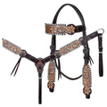 HILASON Floral Painted Beaded American Leather Horse Headstall Breast Collar | Tack Set for Horses