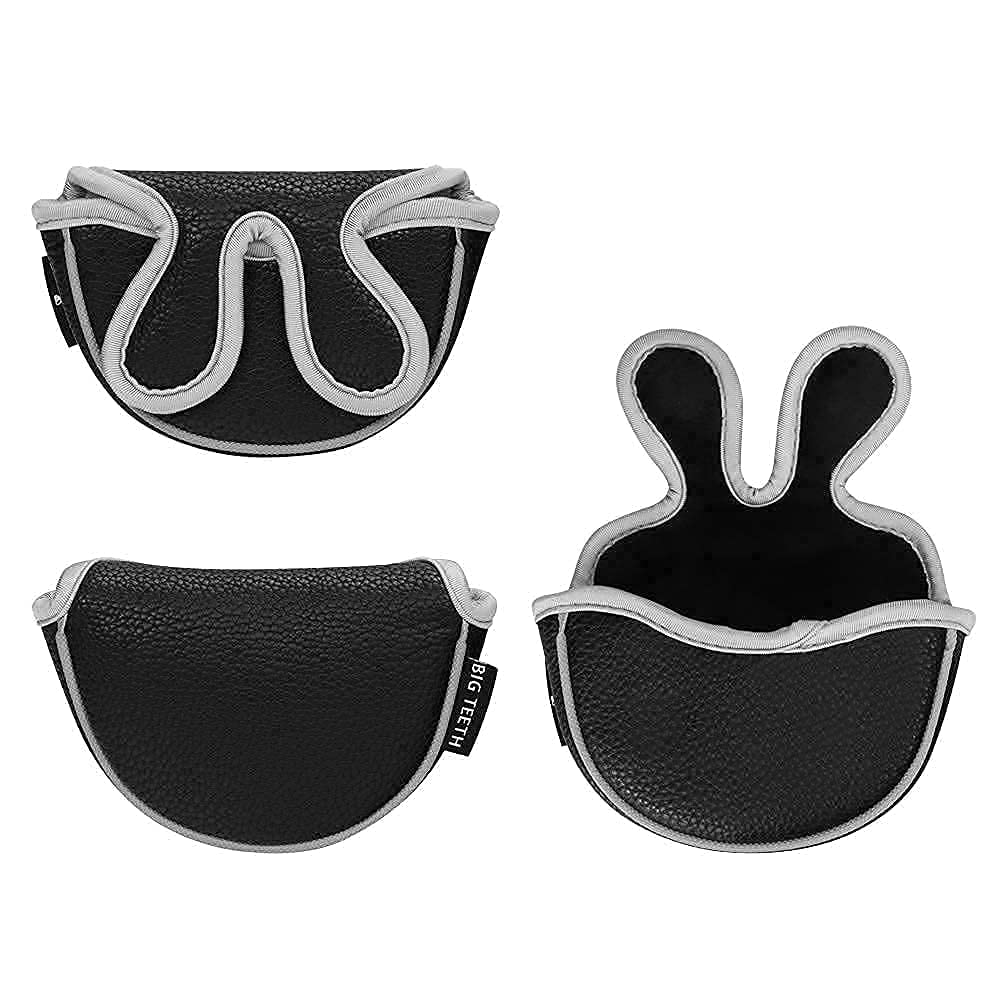 Big Teeth Golf Head Covers Center Shaft Putter Cover Mini Putter Headcover Golf Club Protector Magnetic Closure (Black) For Mini