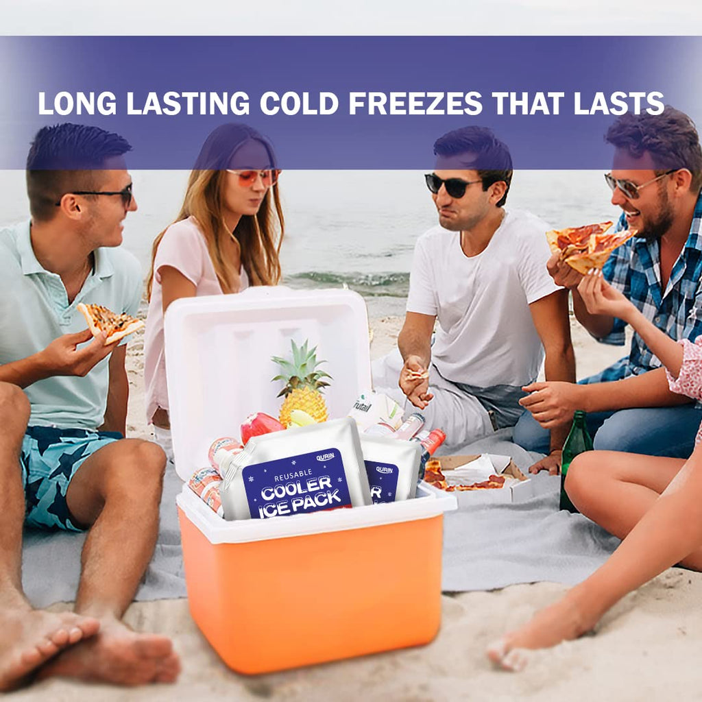 Gurin Reusable Ice Packs For Lunch Box, Bag, Or Backpack Coolers - Cold Up To 8-12 Hours Long Lasting For Camping Picnic, Outdoo
