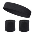 Prash Sports Headband And Pair Of Wristband (Black) Sport Sweat Band Workout Tennis Cycling Gym Football Cricket