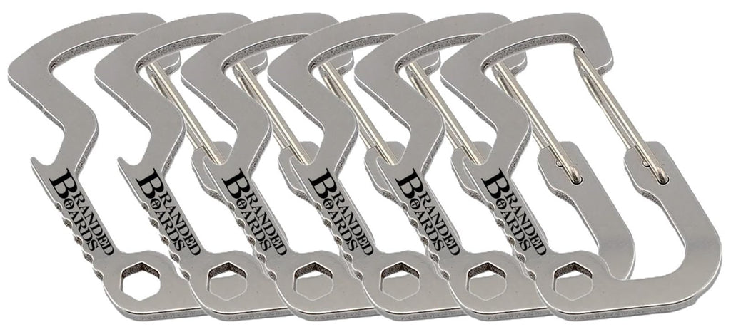 Branded Boards Bushcraft Key Chain Bottle Opener Carabiner Snap Clip Hooks Hiking, Backpacking, Camping, Hunting, Fishing, Bikin