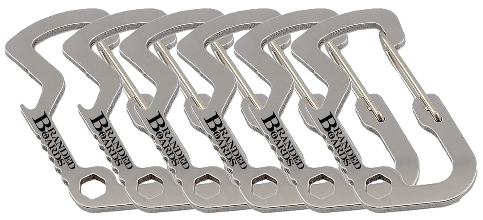 Branded Boards Bushcraft Key Chain Bottle Opener Carabiner Snap Clip Hooks Hiking, Backpacking, Camping, Hunting, Fishing, Bikin