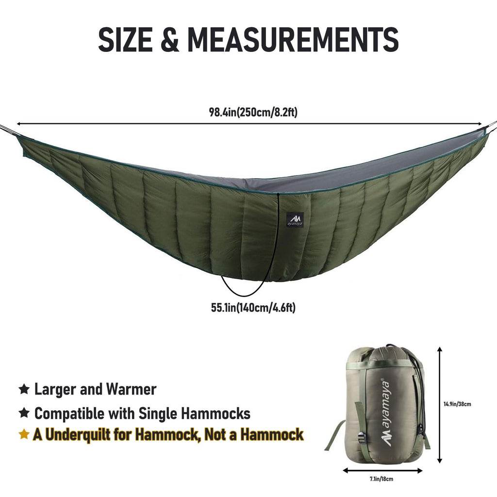 Ultralight Hammock Underquilt For Camping Backpacking, Ayamaya 3 Season Under Quilt Uq For Single Person Hammock Warm Under Blan