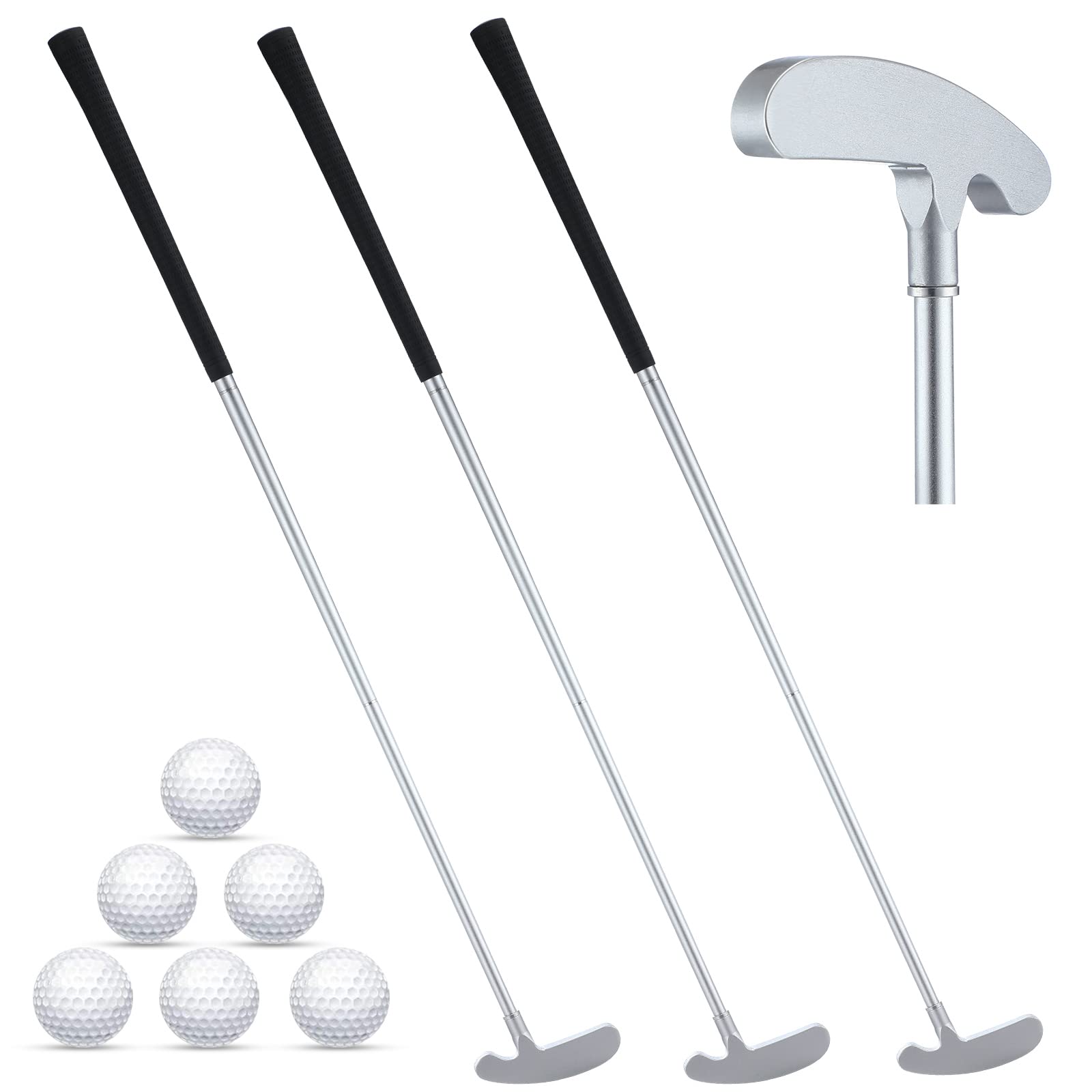 Wettarn 3 Sets Golf Putter Two Ways for Men Women Kids Club with 6 Practice Golf Balls for Left or Right Handed Golfers Indoor O