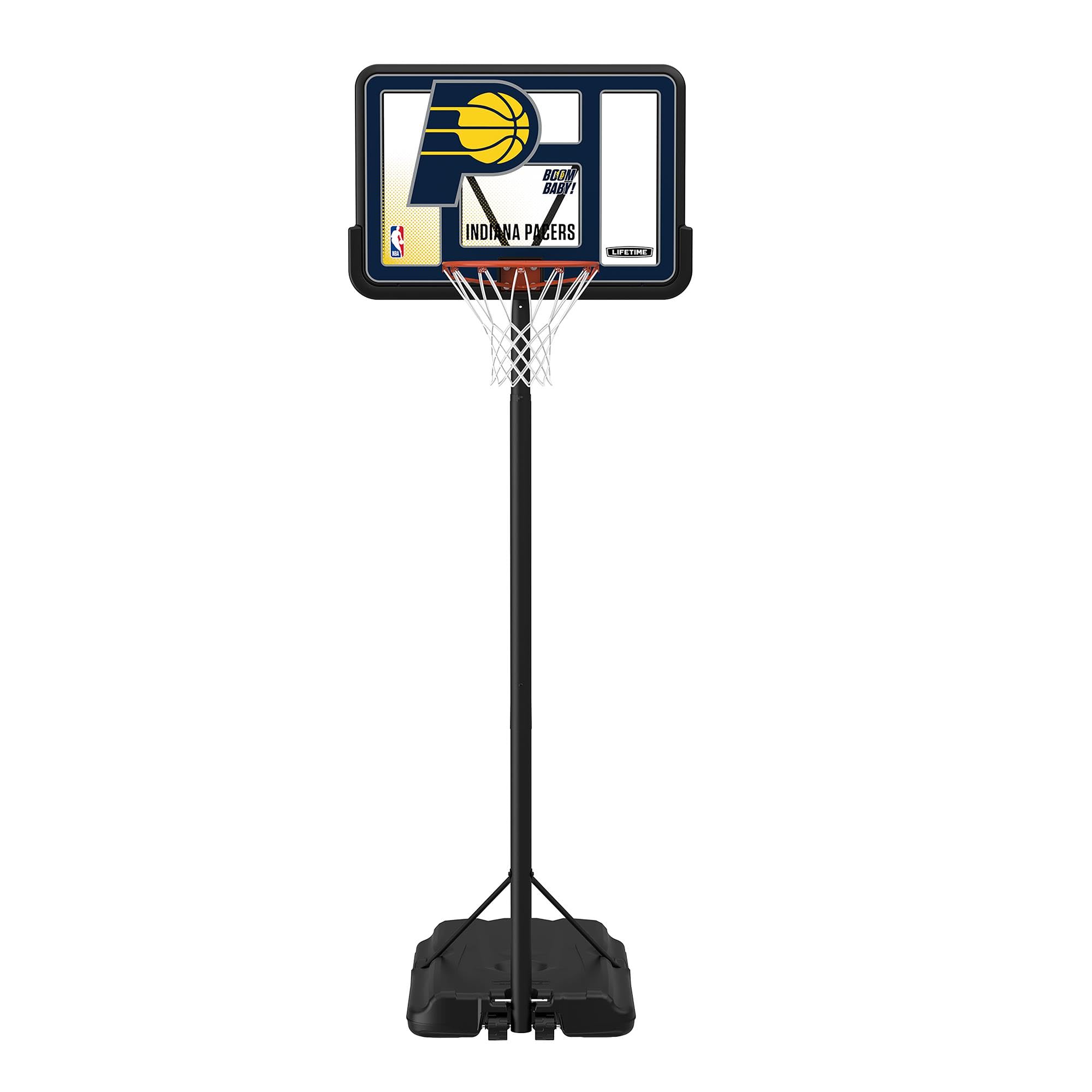Lifetime NBA Indiana Pacers Portable Basketball Hoop, Adjustable Height 7.5-10 Ft, 44 Inch Shatterproof Fusion Backboard, Base w