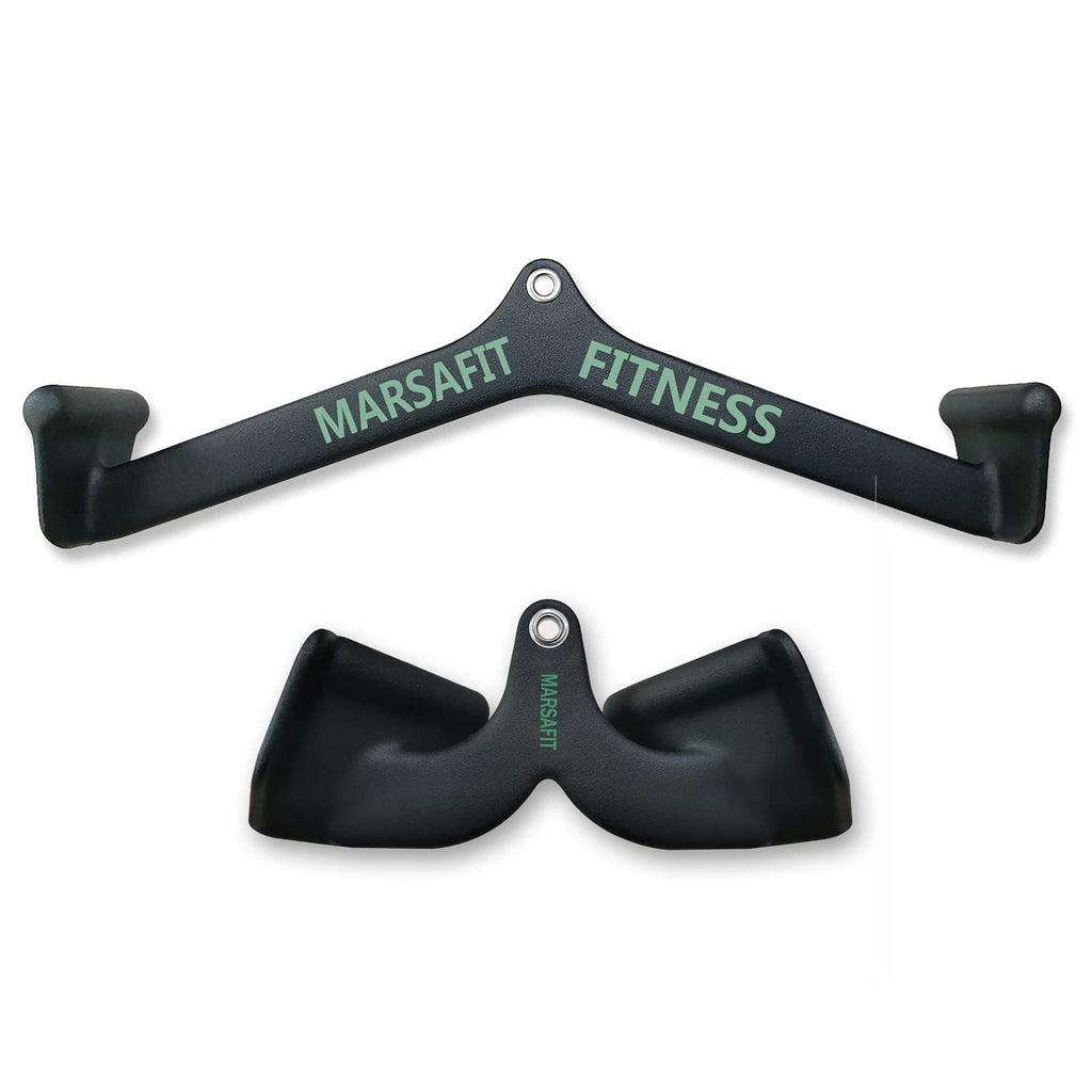 Marsafit Home Gym Fitness Rowing T-Bar V-Bar Pulley Cable Machine Attachments, Bicep Curl Tricep Lat Pulldown Bar Back Strength 