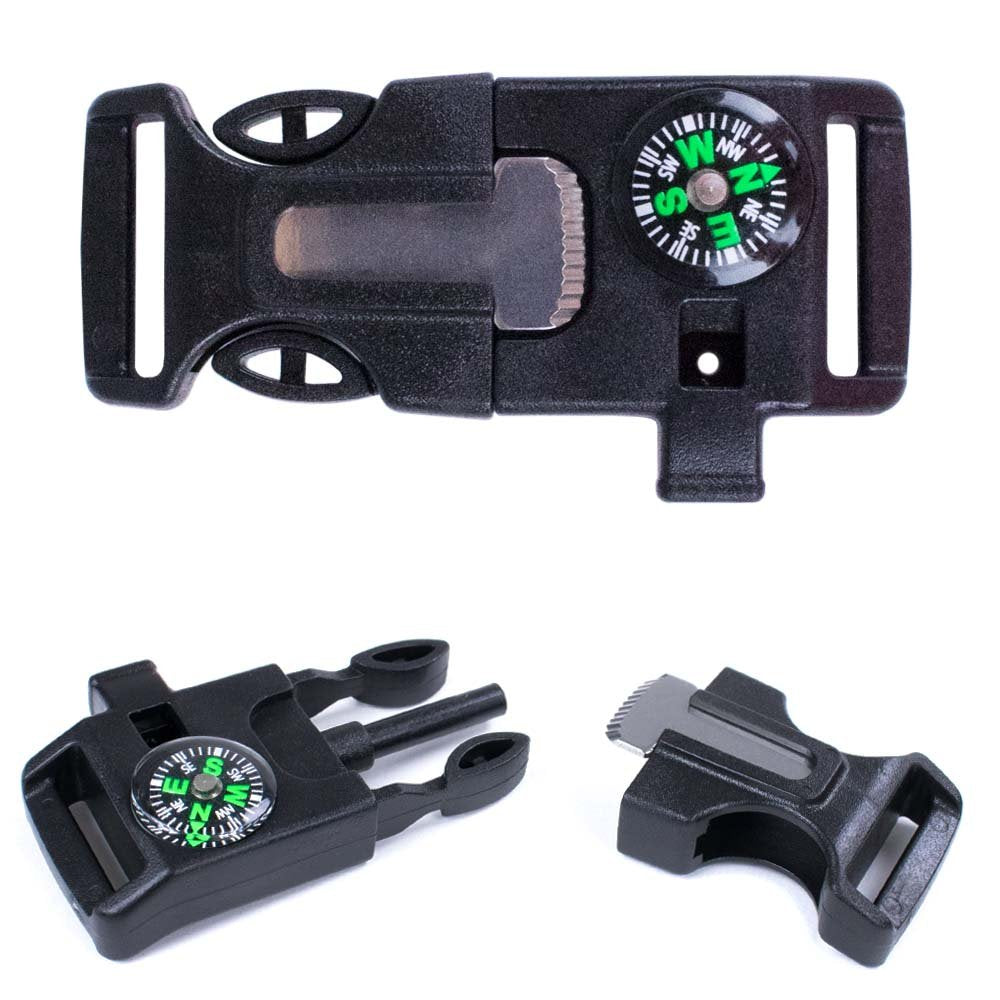 West Coast Paracord Emergency Whistle Buckle With Flint Scraper Compass And Fire Starter For Outdoor Camping Hiking Paracord Bra