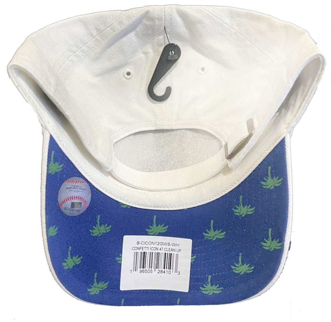 Los Angeles Dodgers White Confetti Buckle Strap Hat, Adjustable Fit