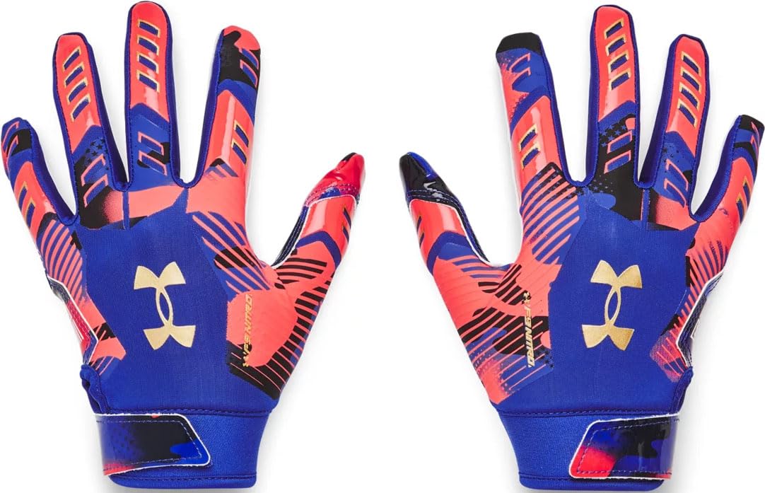 Under Armour Boys F9 Novelty Football Gloves, (400) Royal/Royal/Red, Small