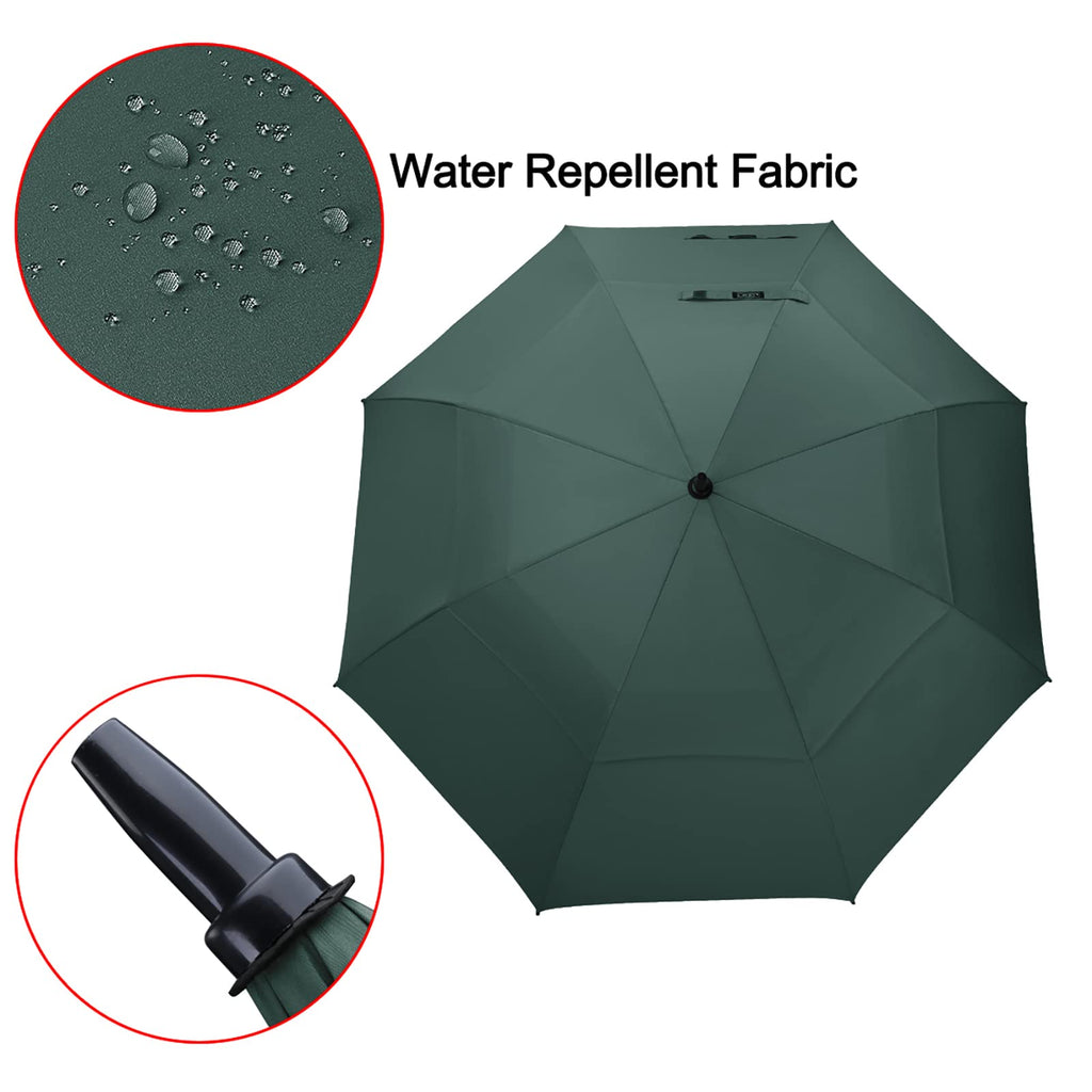 G4Free 68 Inch Extra Large Automatic Open Golf Umbrella Oversize Double Canopy Windproof Waterproof Stick Umbrellas(Dark Green)