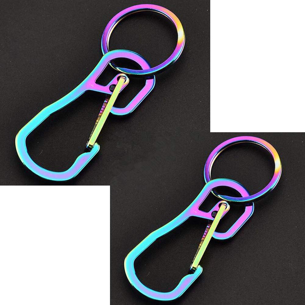 Alsmiley 2Pcs Stainless Steel Carabiner Clip High Loading-Bearing Carabiner Ring Set Keychain Quick Release Hooks For Men Women 
