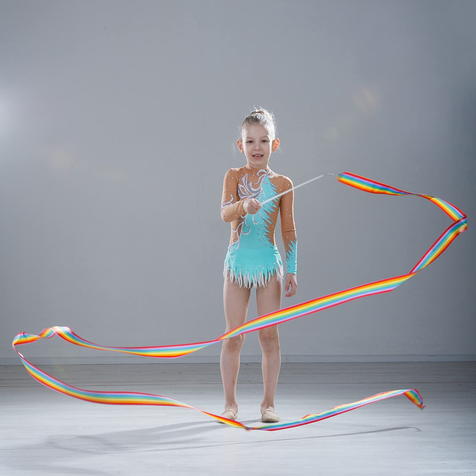Ygeomer 12Pcs Rhythmic Dance Ribbons Gymnastics Ribbon Streamers Dancing Streamers, Baton Twirling, For Artistic Dancing Gymnast