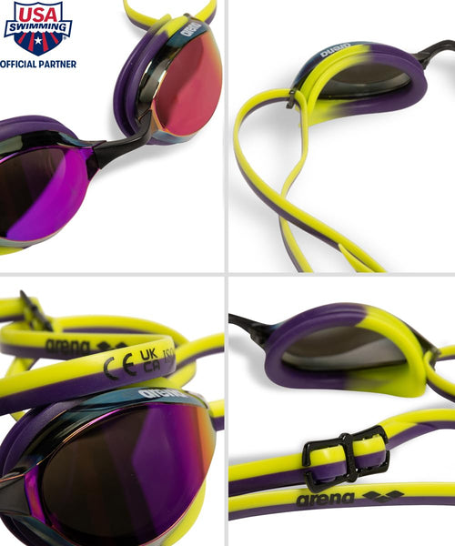 Arena Unisex Adults Python Racing Swim Goggles For Men And Women Competitive Swimmers Anti-Fog Mirror Lens Max Comfort Dual Stra