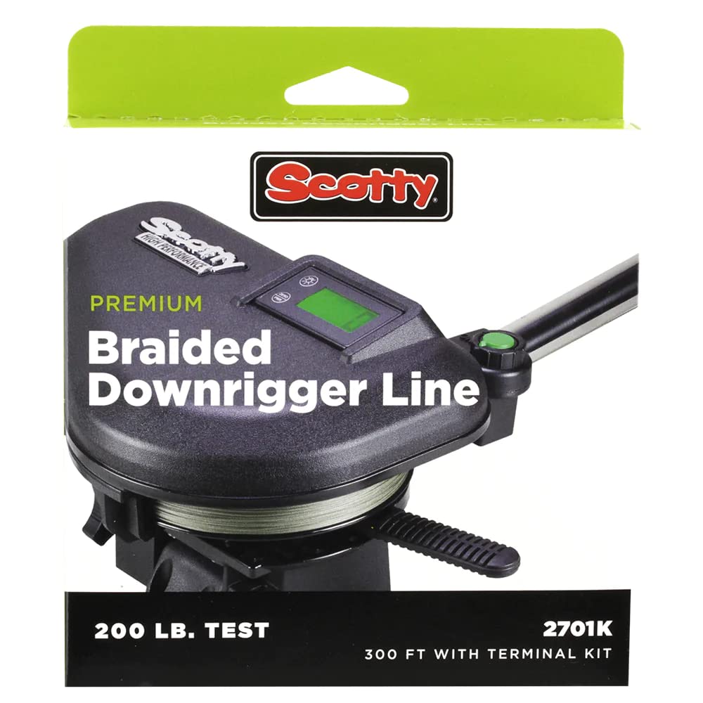 Scotty #2701K Power Braid Downrigger Line (200-Pound Test) 300-Foot Spool W/ Kit, Black