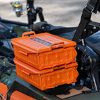 Yakattack Tracpak Orange Combo Kit - 2 Stackable Kayak Storage Boxes With Quick Release Track Mount Base | Kayak Crate System Fo