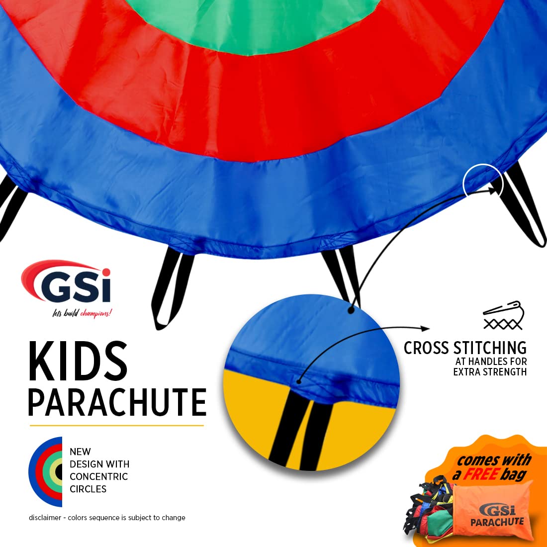Gsi Kids Play Parachute Rainbow Parachute Toy Tent Game For Children Gymnastic Cooperative Play And Outdoor Playground Activitie