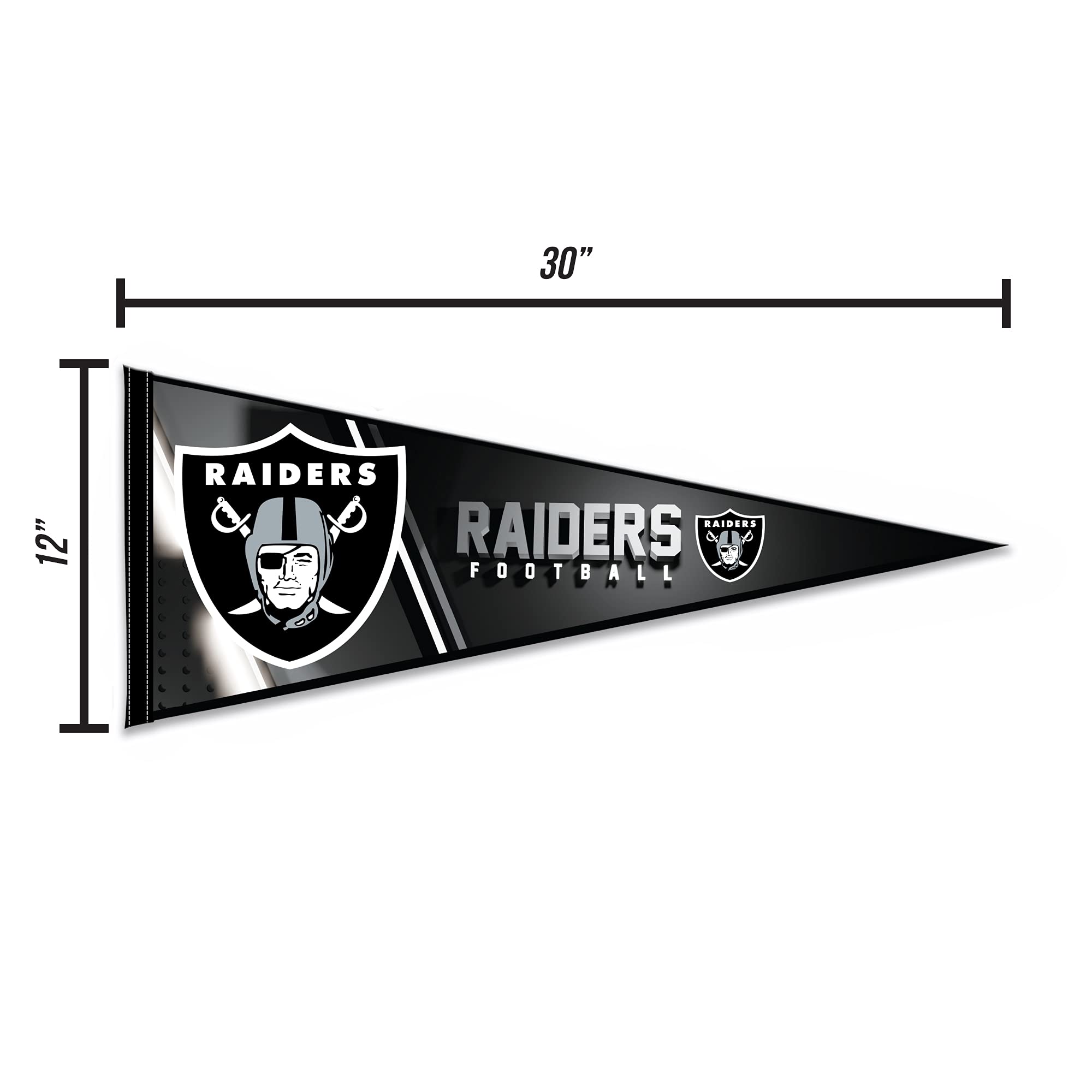 Rico Industries Nfl Football Las Vegas Raiders Primary 12'' X 30'' Felt Wall D  Cor Pennant - Great For Home/Bed Room/Man Cave D