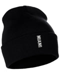Daxton Vertical Usa Cities Cuffed Beanie Winter Knit Hat Skully Cap, Miami Black White