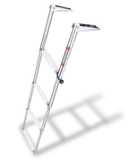 Young Marine 4 Steps Stainless Steel Drop Down Telescopic And Folding Boat Ladder With White Plastic Footboard,Over Platform Mou