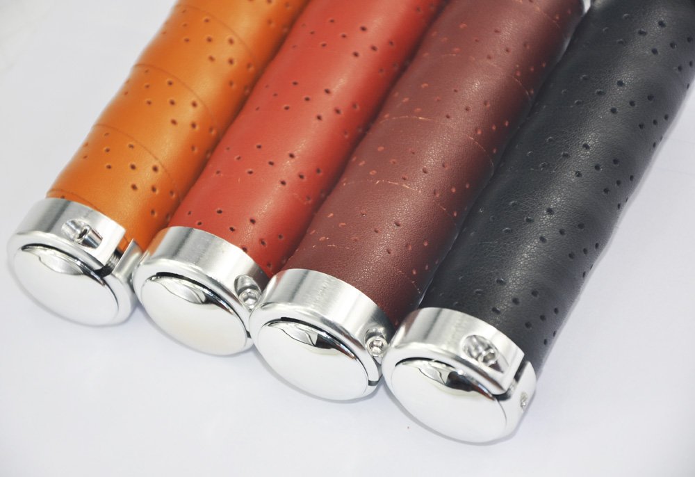 Upanbike Bike Grips Leather Double Lock On Fit 22.2Mm Handlebar Grips For Mountain Bike Road Bicycle