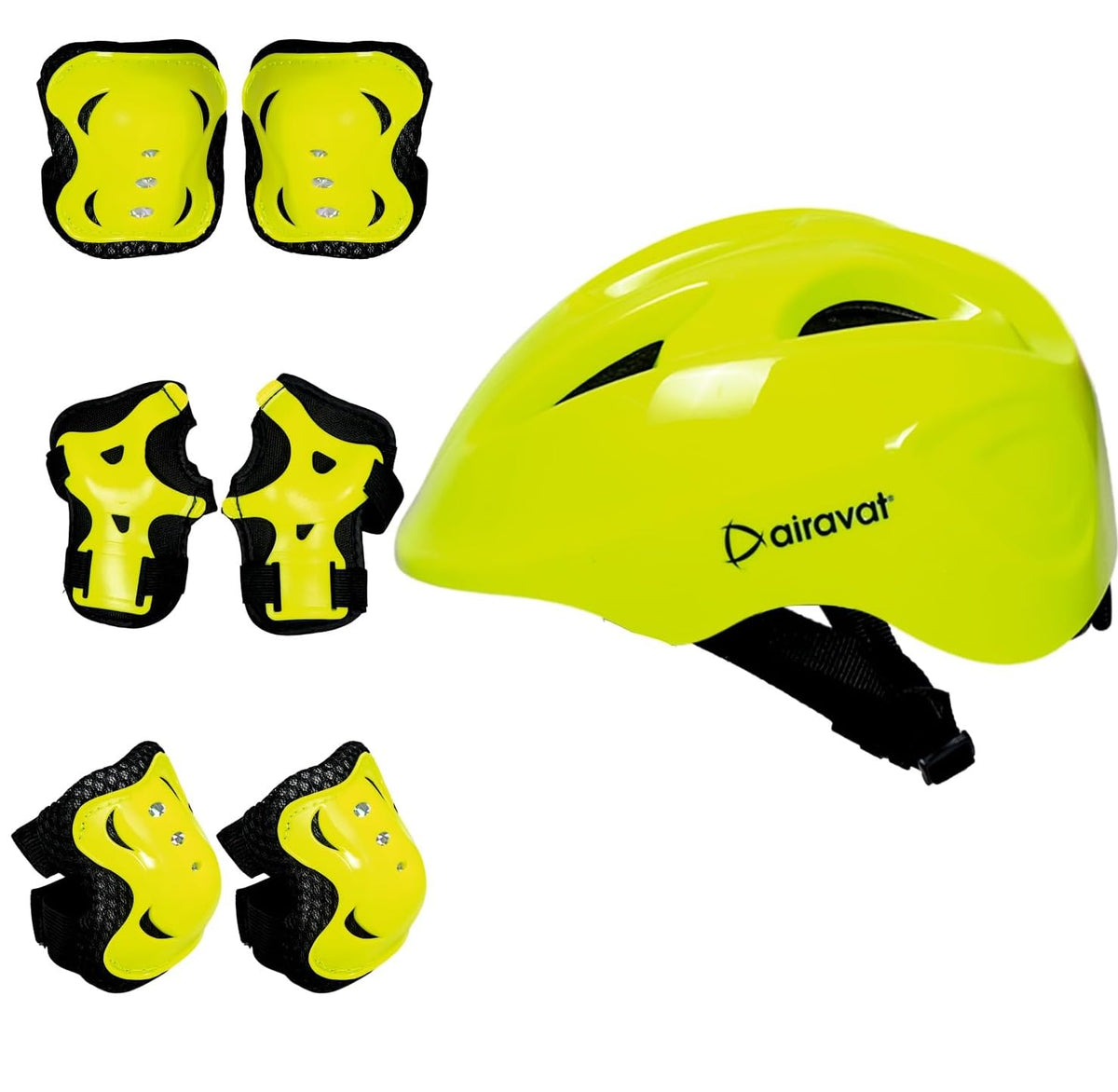 Airavat 7510 Zippy Kids Protective Set Including Helmet Along with Knee Pads, Elbow Pads & Palm Guards (Green)