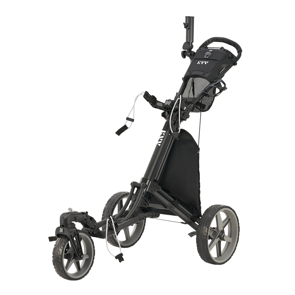 Kvv 3 Wheel 360 Rotating Front Wheel Foldable/Collapsible Golf Push Cart With Foot Brake Open And Close In One Second-Free Umbre