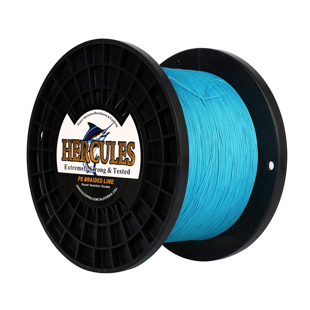 Hercules Braided Fishing Line 1500M 1640Yds 10Lbs-200Lbs Pe Superline 8 Strands (Blue 200Lb/90.7Kg 0.75Mm)