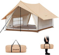Kingcamp 6-8 Person Canvas Tent For Camping Waterproof & Windproof Cabin Tents With Large Mesh Windows, Easy Setup, All Season W