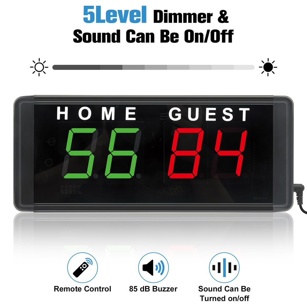 Samshow Led Electronic Scoreboard Digital Score Keeper With Remote & Tripod, Electric Scoreboard With Count Down/Up Timer & 12/2