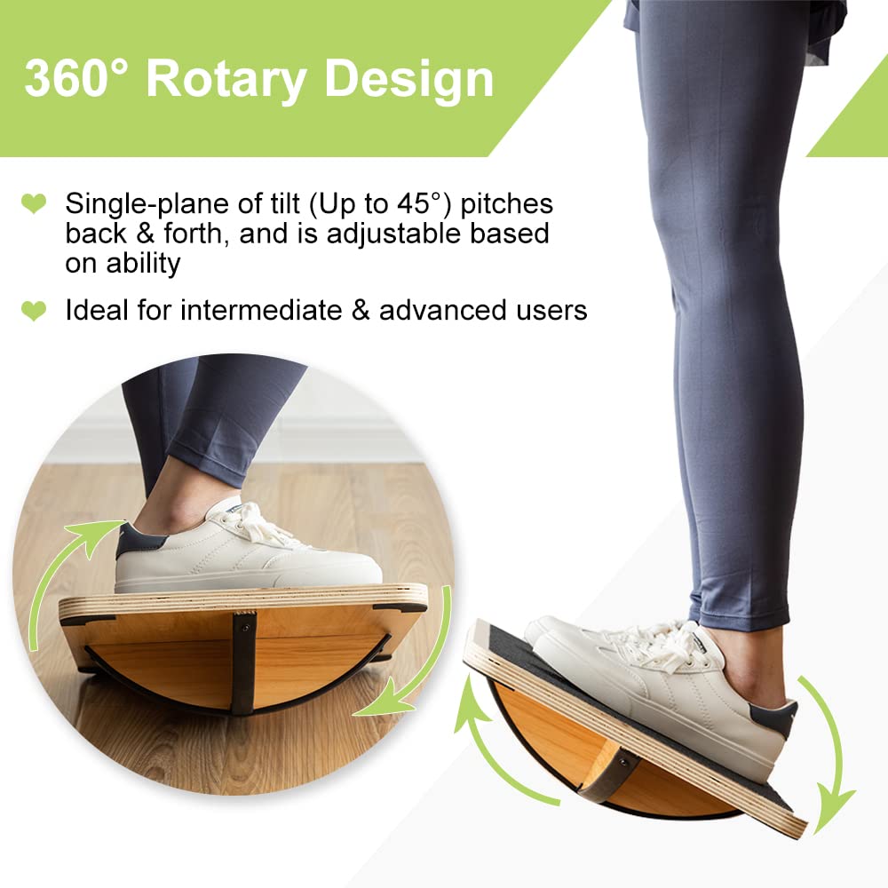 Strongtek Professional Wooden Balance Board With Crossed Hardwood Base, Advanced Rocker Board For Core Strength, Stability Train