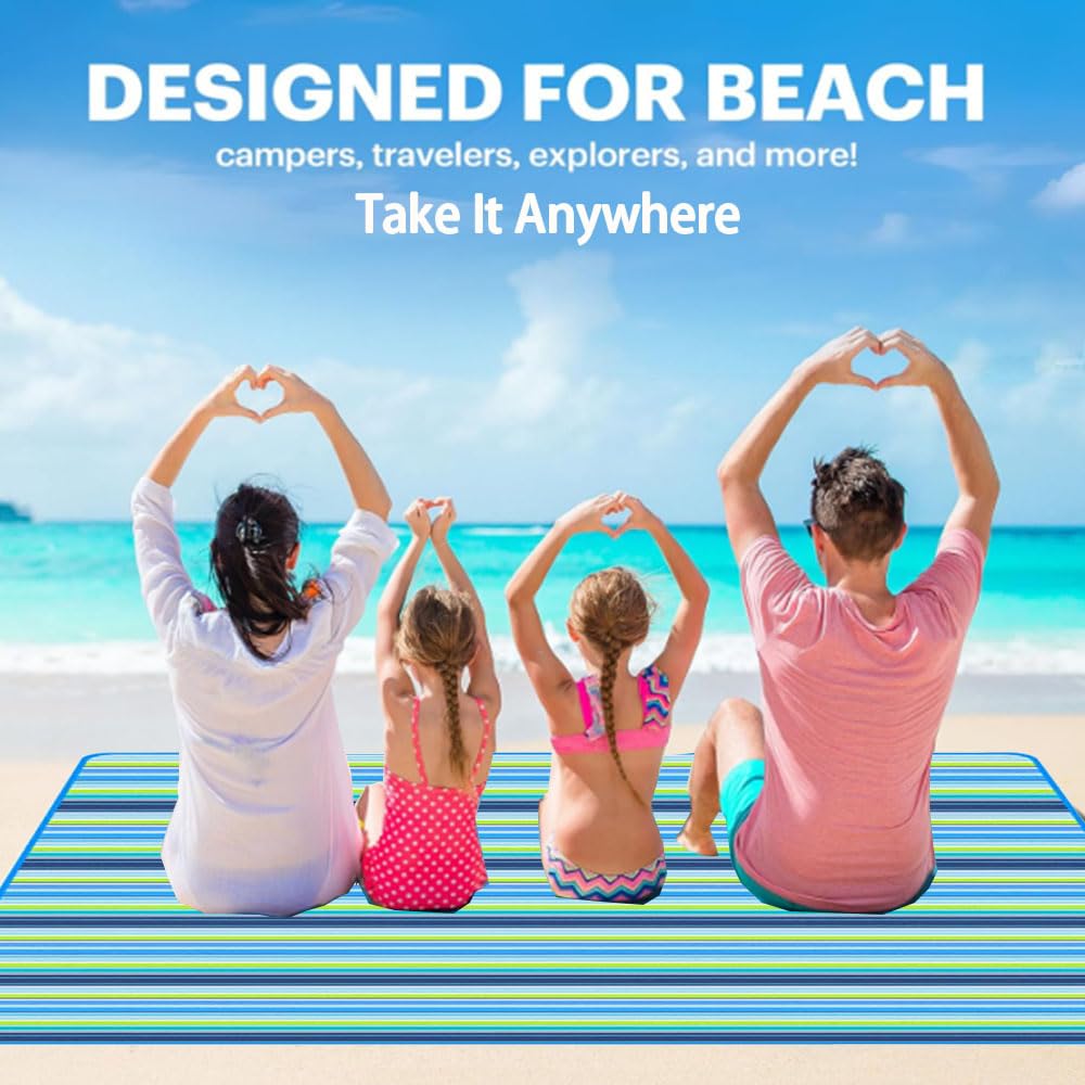 K Y Kangyun Large Beach Blanket Picnic Blankets Sandproof Waterproofmat For Beach, Travel, Camping, Hiking, Park Grass,Home Fold