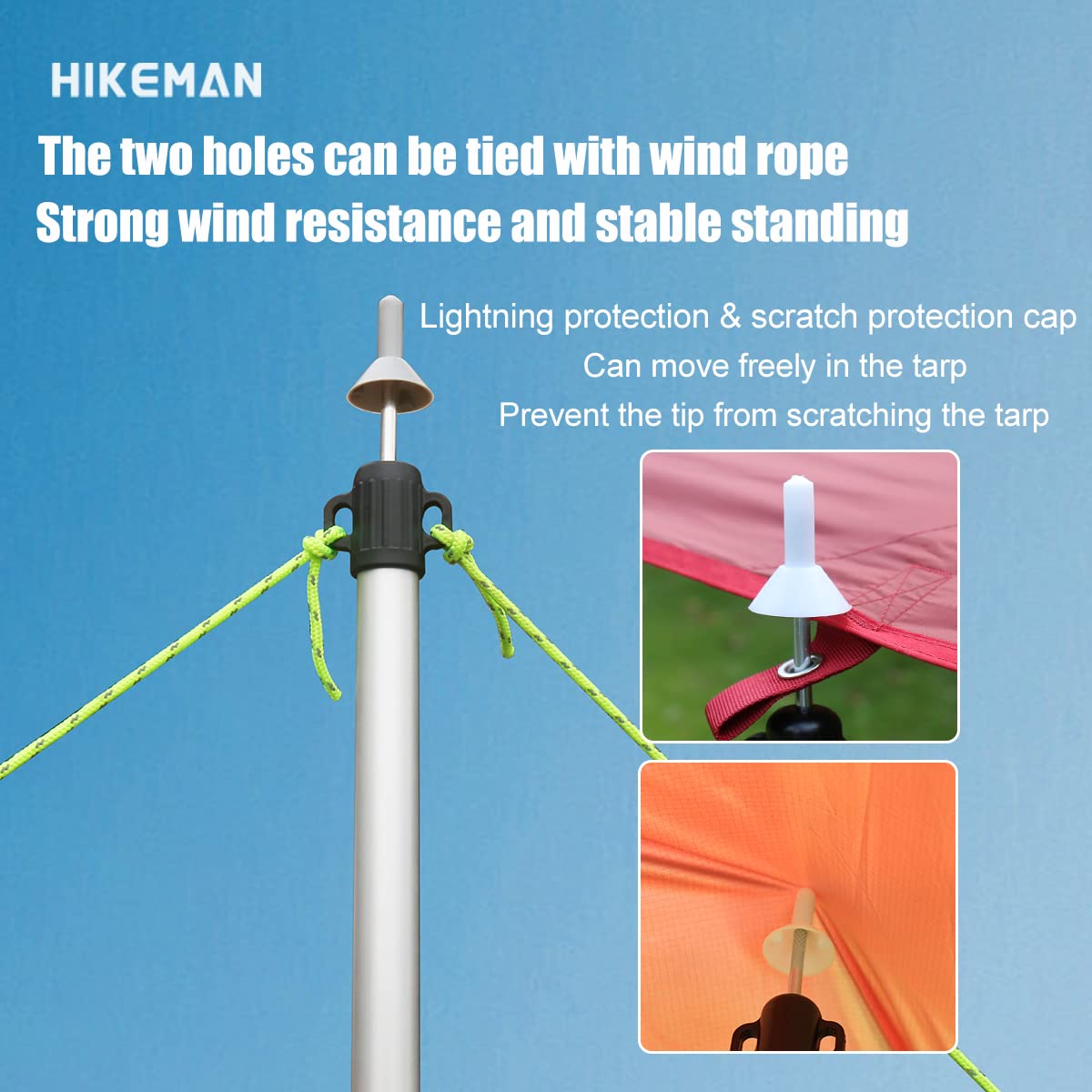 Hikeman Telescoping Tarp Poles Portable Aluminum Tent Poles Replacement Adjustable Car Awning Accessories For Camping Shelter Be