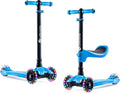 Lascoota 2-in-1 Kids Scooter - Seated-to-Stand Kids Scooter with Removable Seat - Adjustable Handlebar Height & Lean-to-Steer Ba