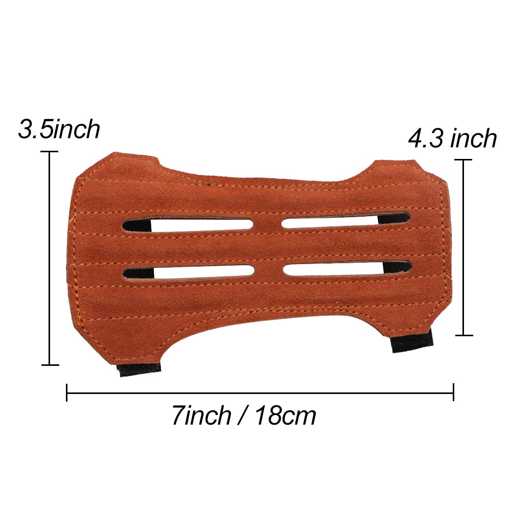 Toparchery Archery 2 Straps Arm Guard & 3 Finger Protective Gloves For Recurve Compound Long Bow Hunting Shooting Brown