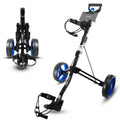 SereneLife Foldable 2-Wheel Golf Push Cart - Lightweight Aluminum Pull Trolley with Bag Straps, Quick Brake, Adjustable Handle, 