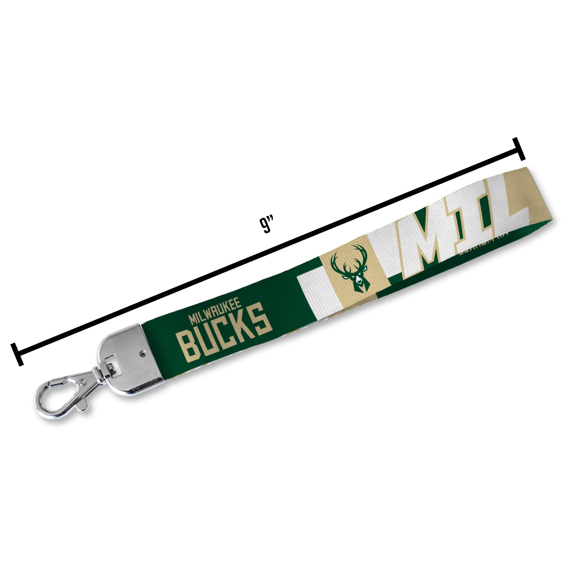 Rico Industries Nba Basketball Milwaukee Bucks Wrist Lanyard Key Chain, Cute Wristlet Strap Keychain Holder For Women Men Car Ke