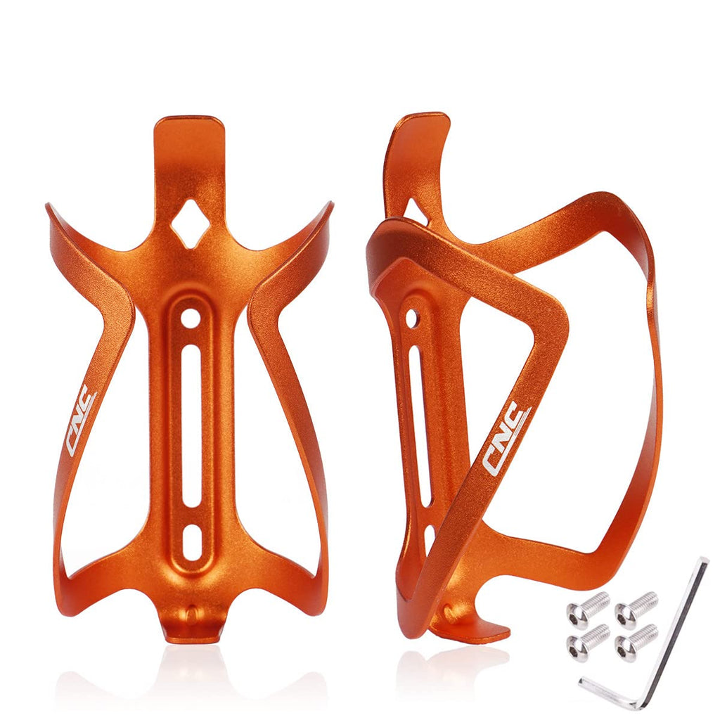 Cnc Bike Water Bottle Holder, Aluminum Bike Water Bottle Cage For Road Bike/Mountain Bike 2-Pack,Orange