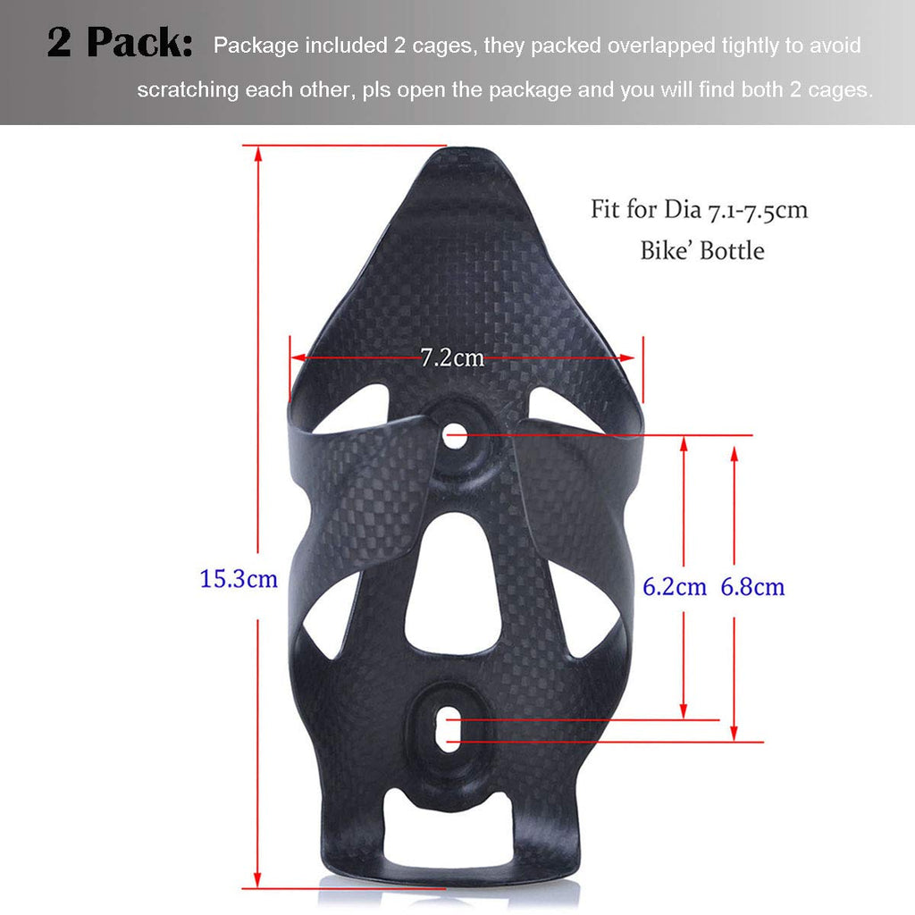 Thinktop 2 Pack Ultra-Light Full Carbon Fiber Bicycle Bike Drink Water Bottle Cage Holder Brackets For Road Bike Mtb Cycling