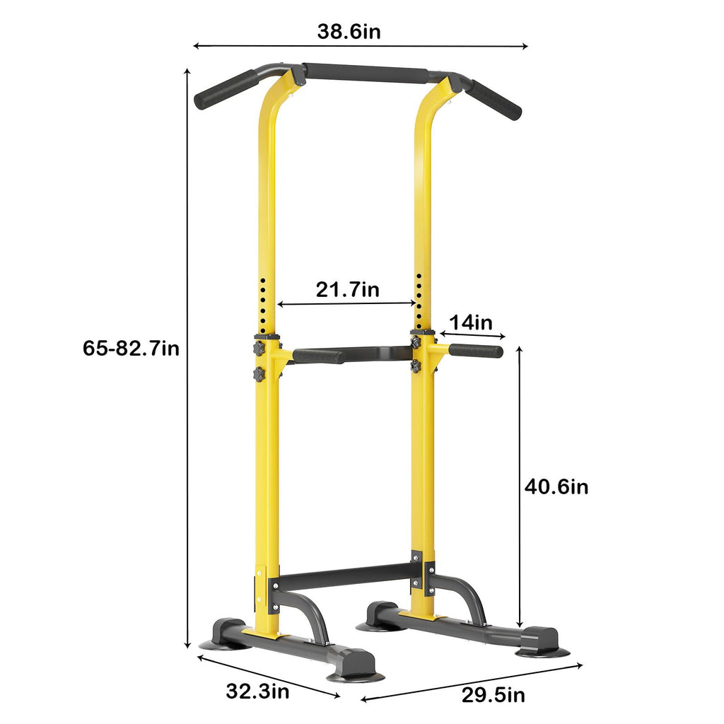 Sogespower Power Tower Dip Station Pull Up Bar For Home Gym Adjustable Height Strength Training Workout Equipment,Yellow