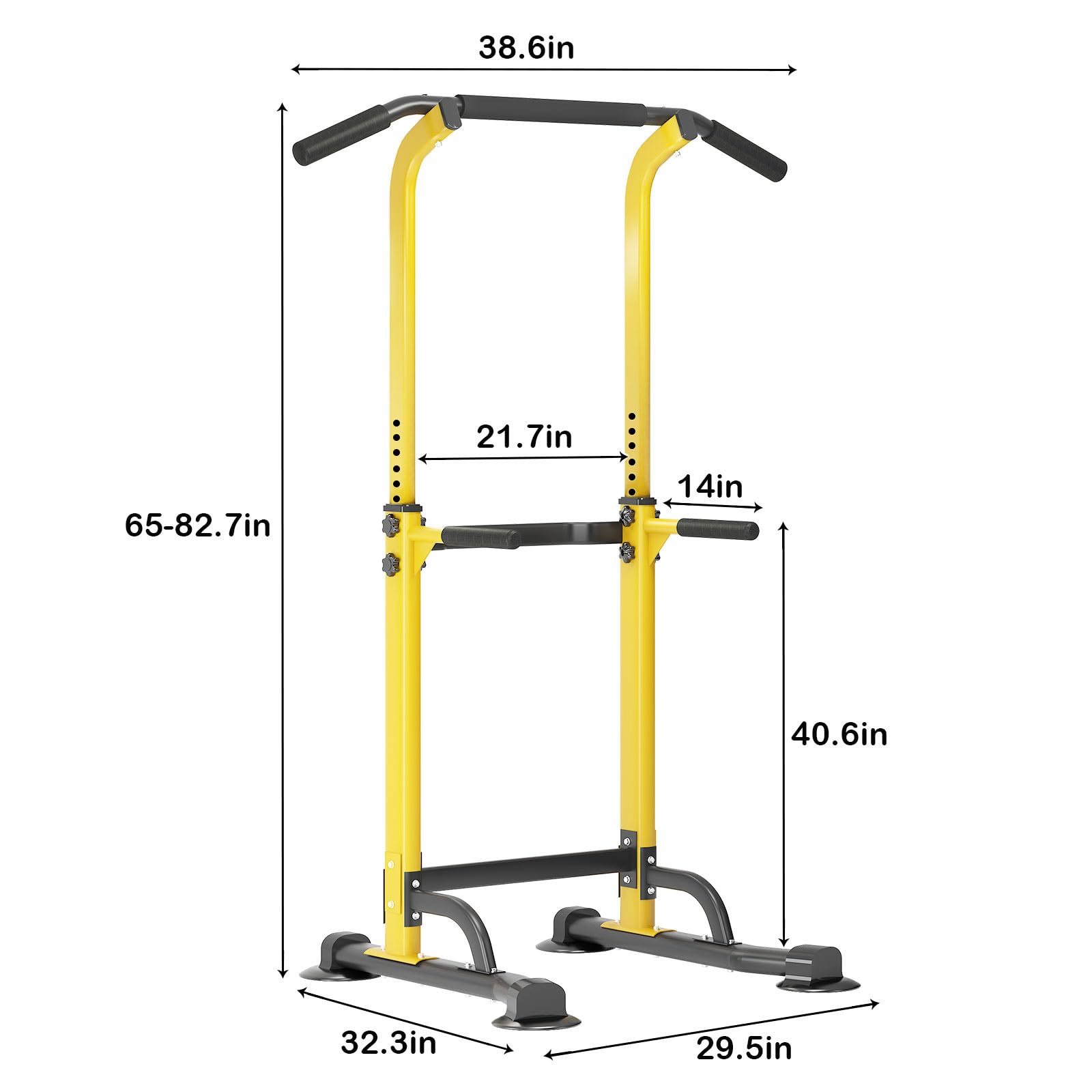 Sogespower Power Tower Dip Station Pull Up Bar For Home Gym Adjustable Height Strength Training Workout Equipment,Yellow