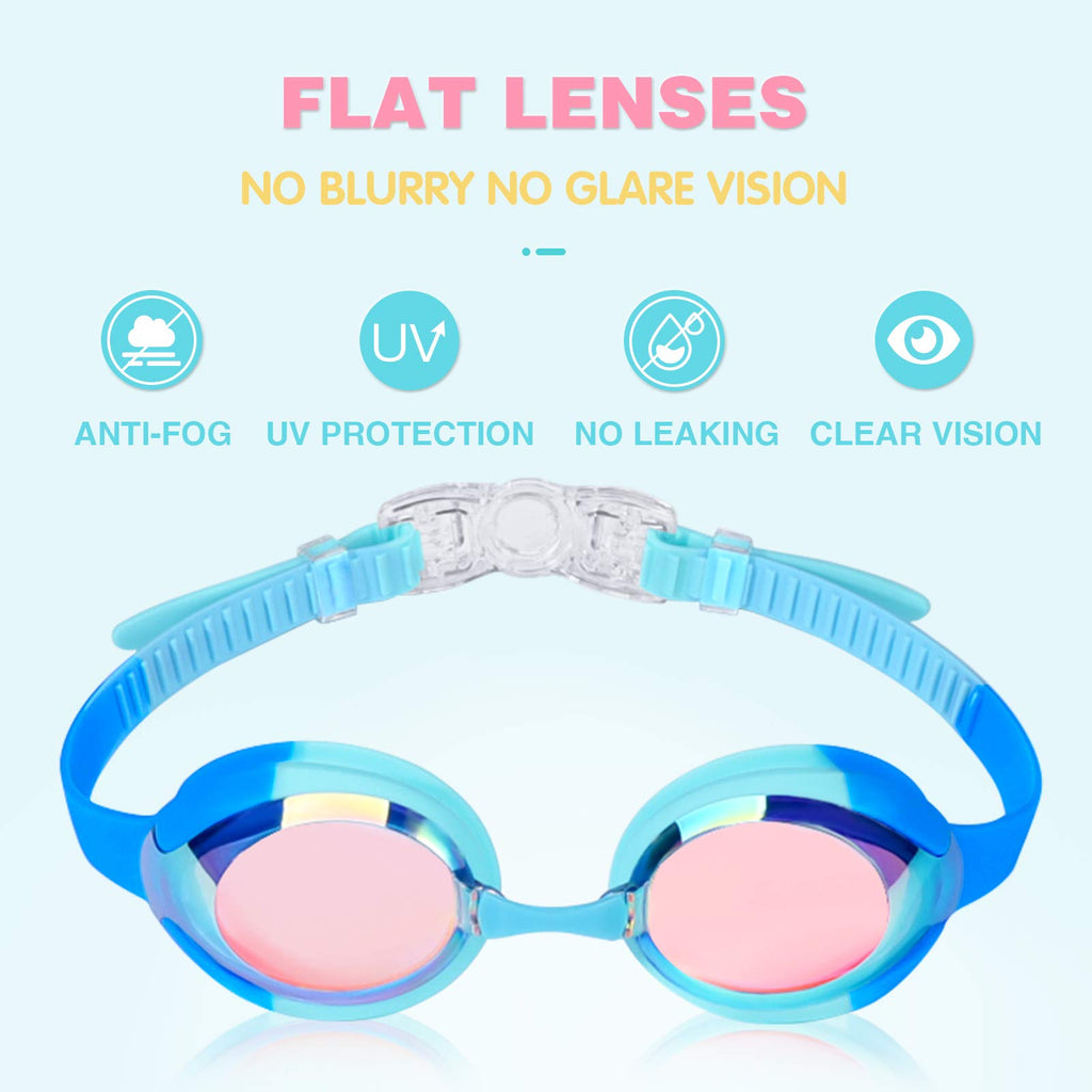 Keary 2 Pack Kids Swim Goggles Swimming Goggles For Toddler Children Girls Boys Youth, Anti-Fog Waterproof Anti-Uv Clear Vision