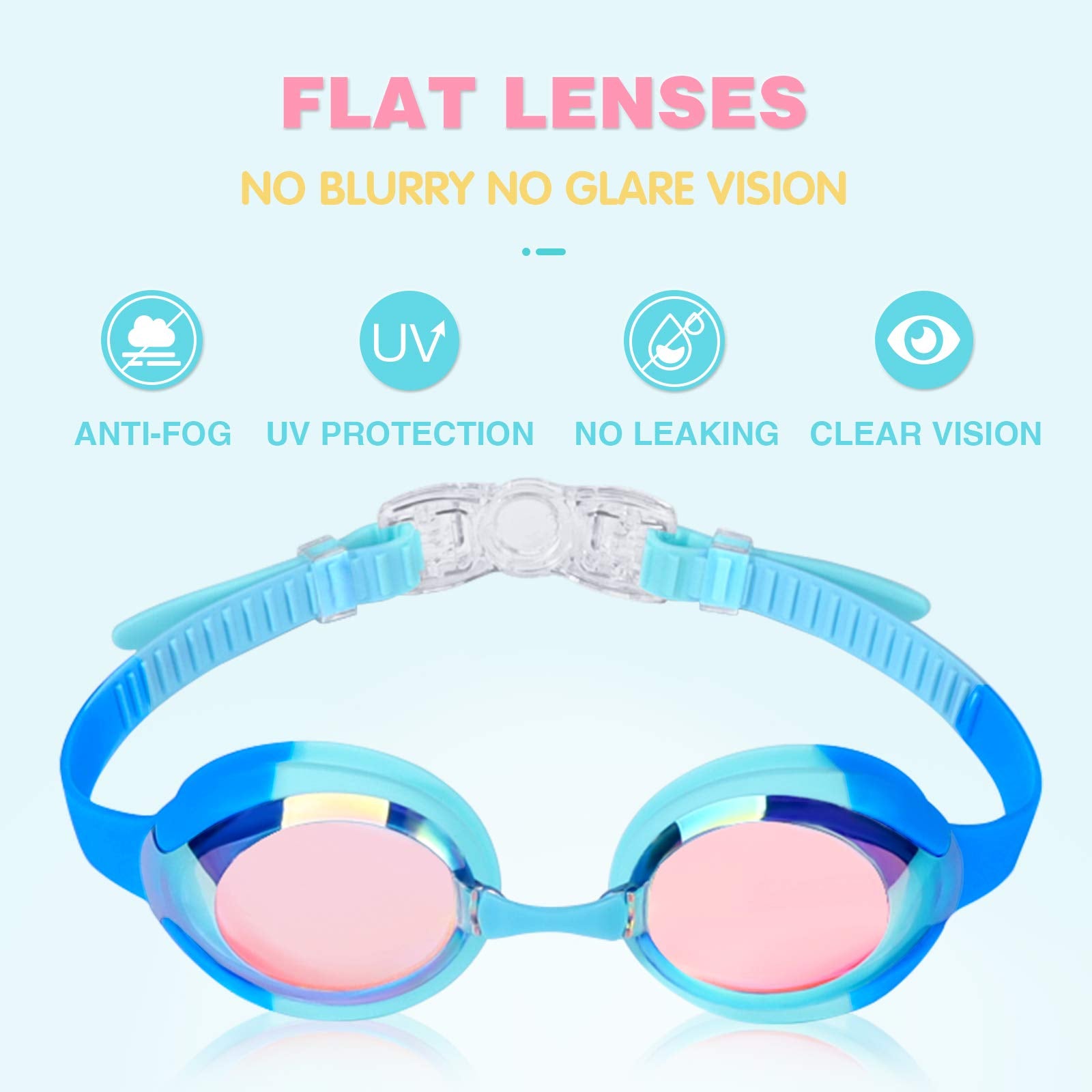 Keary 2 Pack Kids Swim Goggles Swimming Goggles For Toddler Children Girls Boys Youth, Anti-Fog Waterproof Anti-Uv Clear Vision