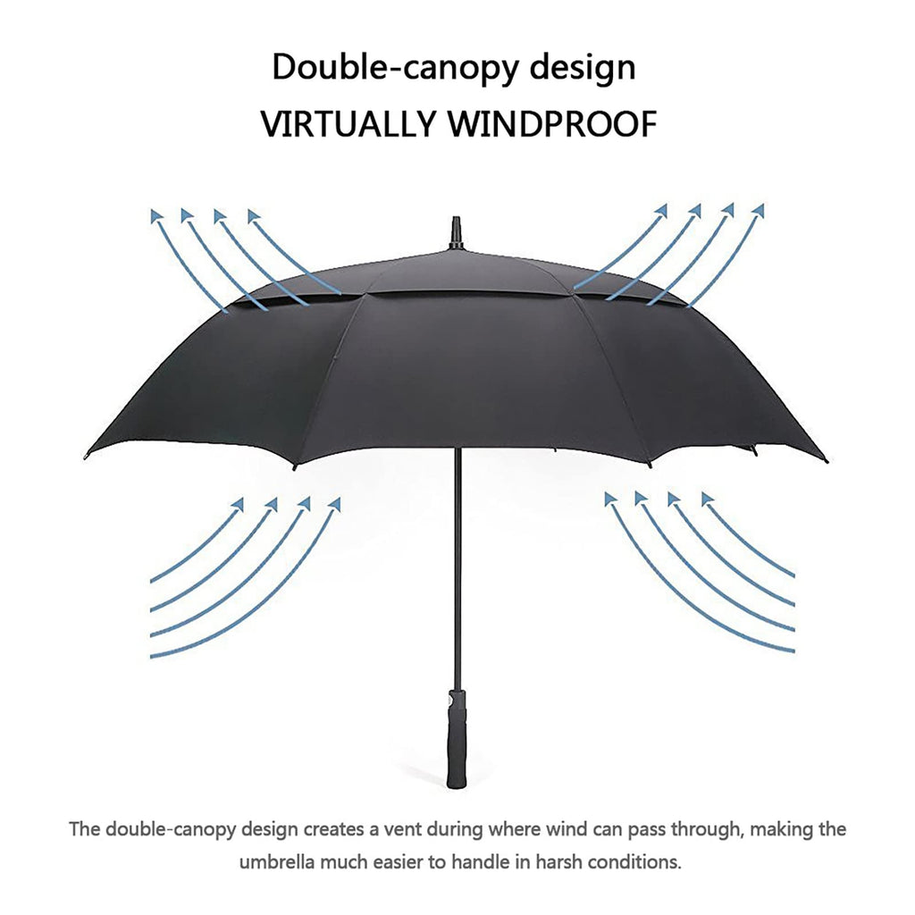 G4Free 68 Inch Automatic Open Golf Umbrella Extra Large Oversize Double Canopy Vented Windproof Waterproof Stick Umbrellas(Black