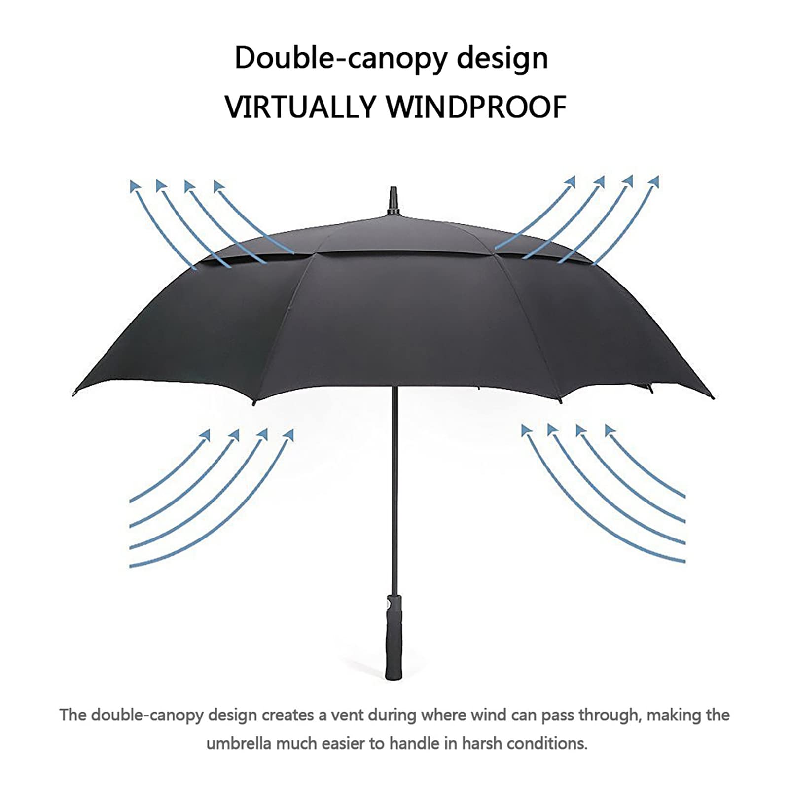 G4Free 68 Inch Automatic Open Golf Umbrella Extra Large Oversize Double Canopy Vented Windproof Waterproof Stick Umbrellas(Black