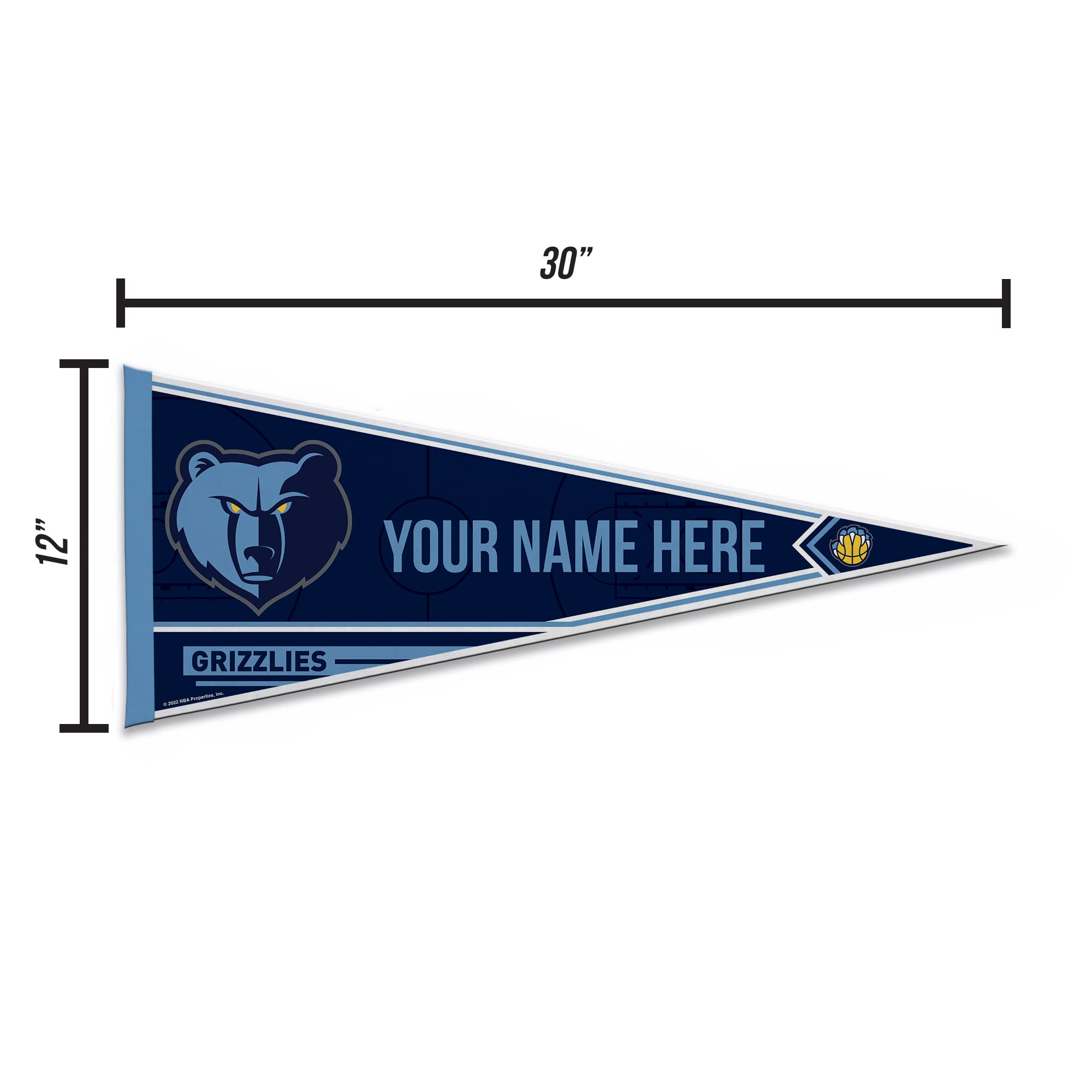 Rico Industries Nba Basketball Memphis Grizzlies Personalized - Custom 12'' X 30'' Soft Felt Pennant - Ez To Hang