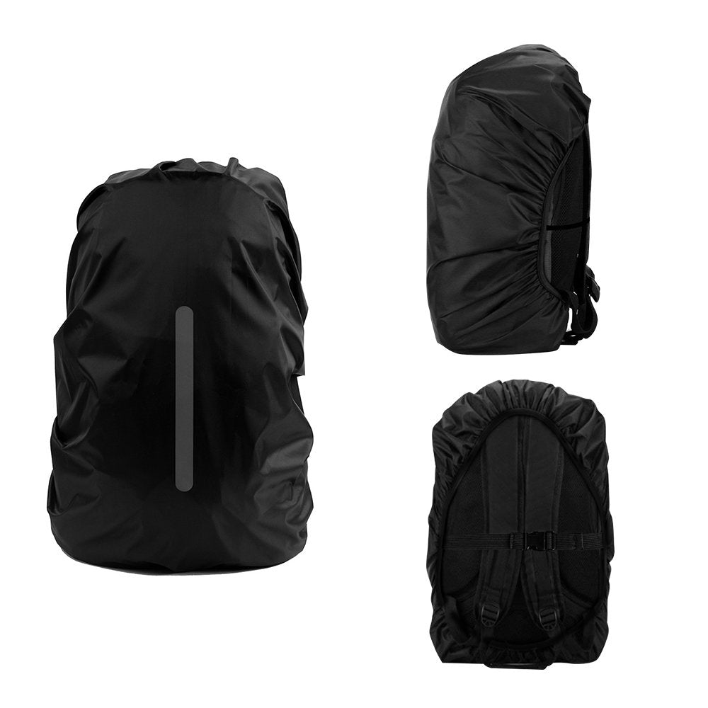Lama 2Pcs Waterproof Rain Cover For Backpack, Reflective Rainproof Protector For Anti-Dust And Anti-Theft L 45L-55L Black