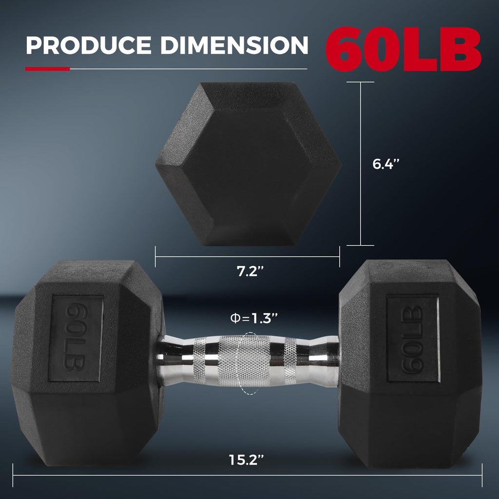 Ritfit 60Lb Dumbbells Set Of 2 Rubber Encased Dumbbell Sets With Optional Rack For Home Gym, Coated Hand Weights For Strength Tr