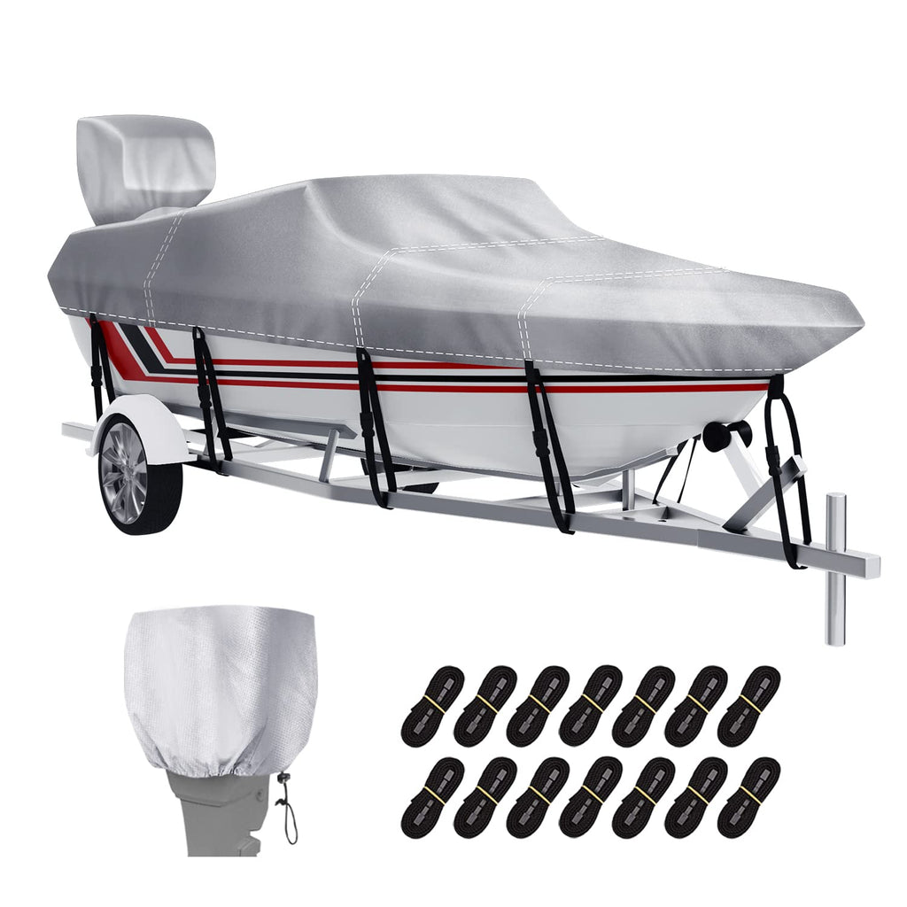 Vinpatio Boat Cover With Motor Cover, 20-22 Ft Heavy Duty 100% Waterproof Boat Covers Marine Grade Bass Boat Cover Fits V-Hull R